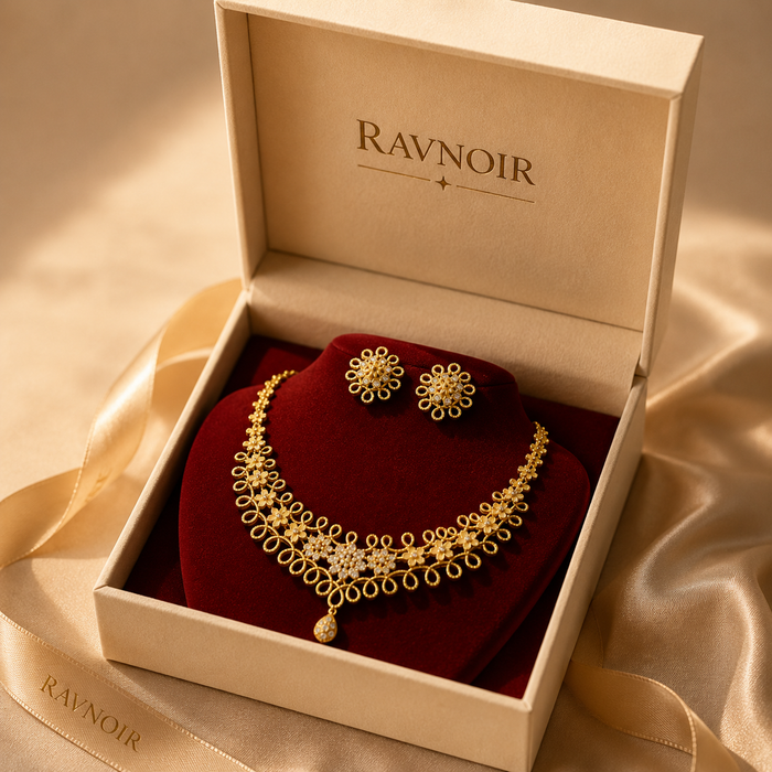 Noor Gold 24K full jewelry set in gift packaging